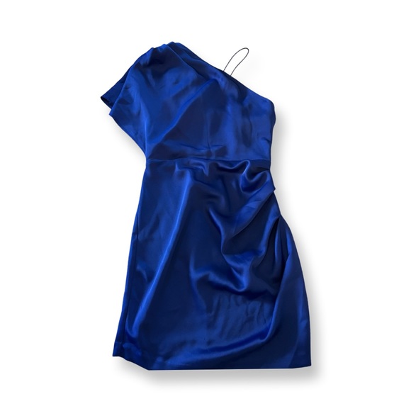 One shoulder satin mini dress - Picture 1 of 10